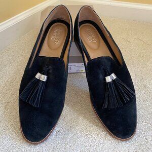 Like NEW! FRANCO SARTO black suede loafers with tassle, sz 8.5